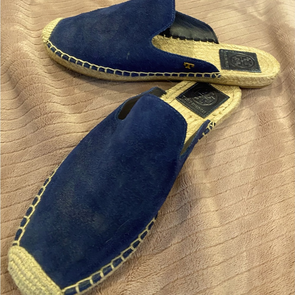 Tory Burch suede navy blue espadrilles